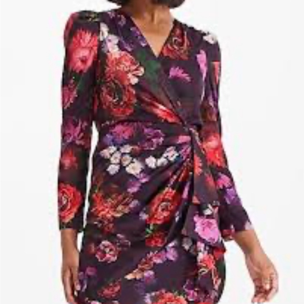 Express Vibrant Floral Long Sleeve Dress